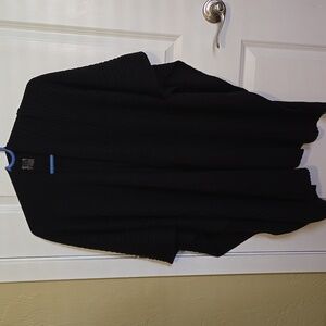 Black Ribbed Knitted Wrap OS